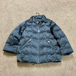 Jones New York Women's Sz M Puffy Black Winter Jacket Down Fill Full Zip S854-00